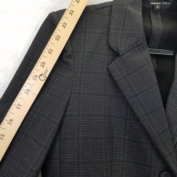 Amanda + Chelsea Blazer Women's S Plaid Stretch Knit Notch Collar Covered Button - Picture 14 of 16